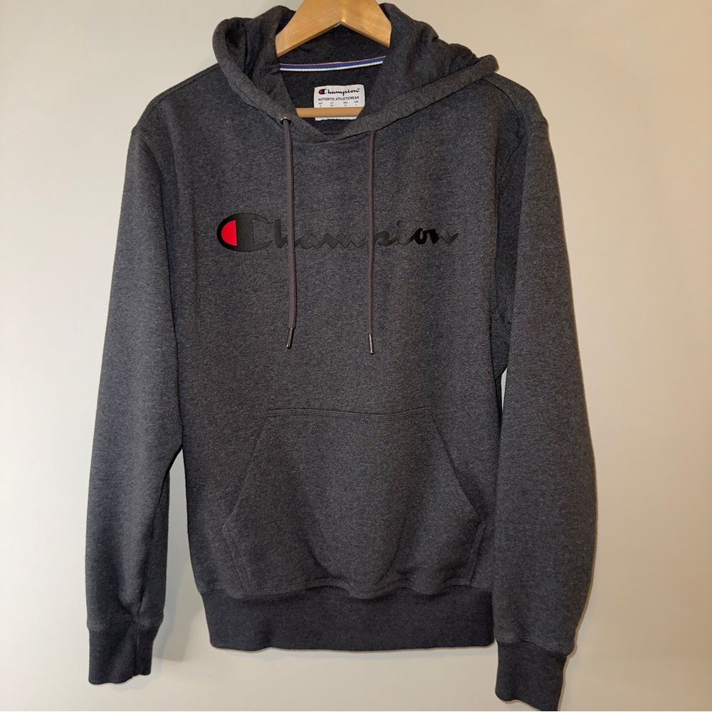 Champion Men's Dark Gray Hoodie | Size Small
